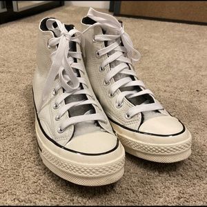 Leather Off White Converse Sherpa Lined